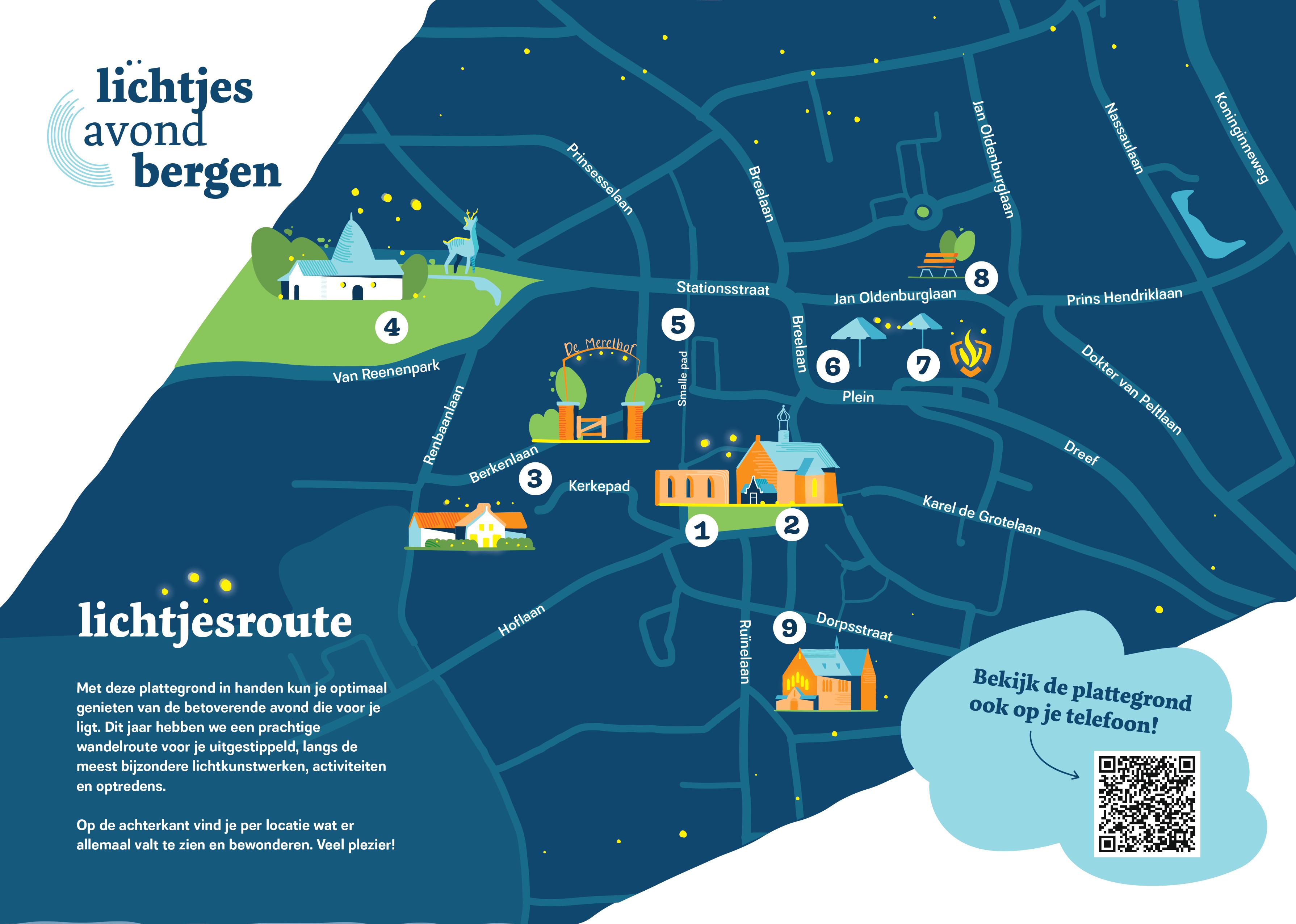 Plattegrond van de lichtjesavond in Bergen